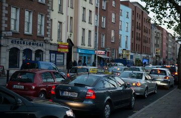 Dublin commuter traffic at dusk