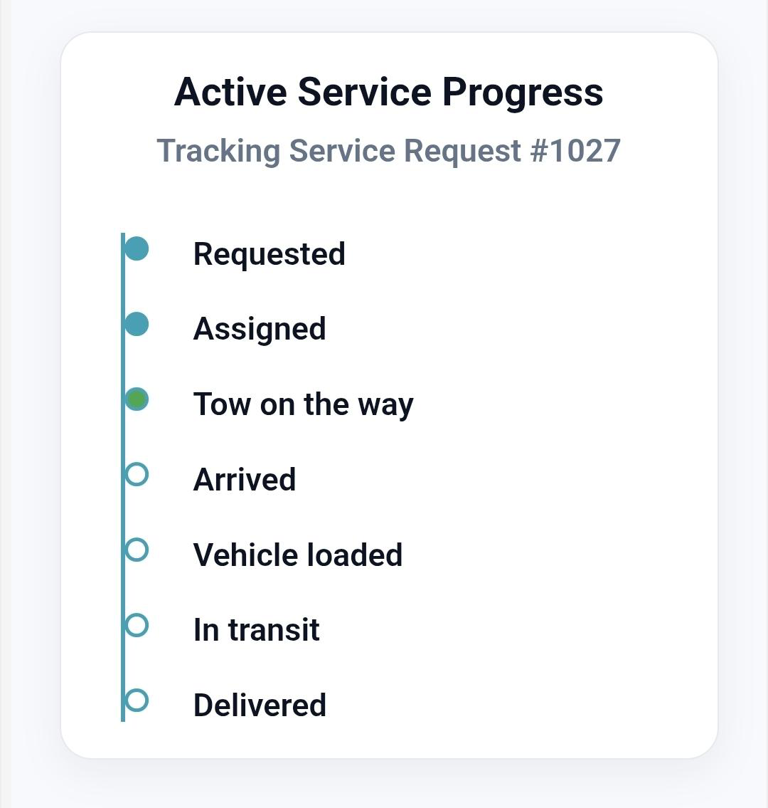 Tow It live map mockup showing a truck en route