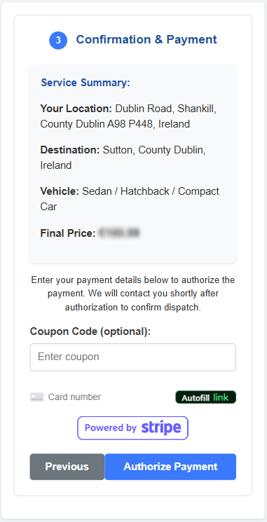 Secure payment confirmation screen